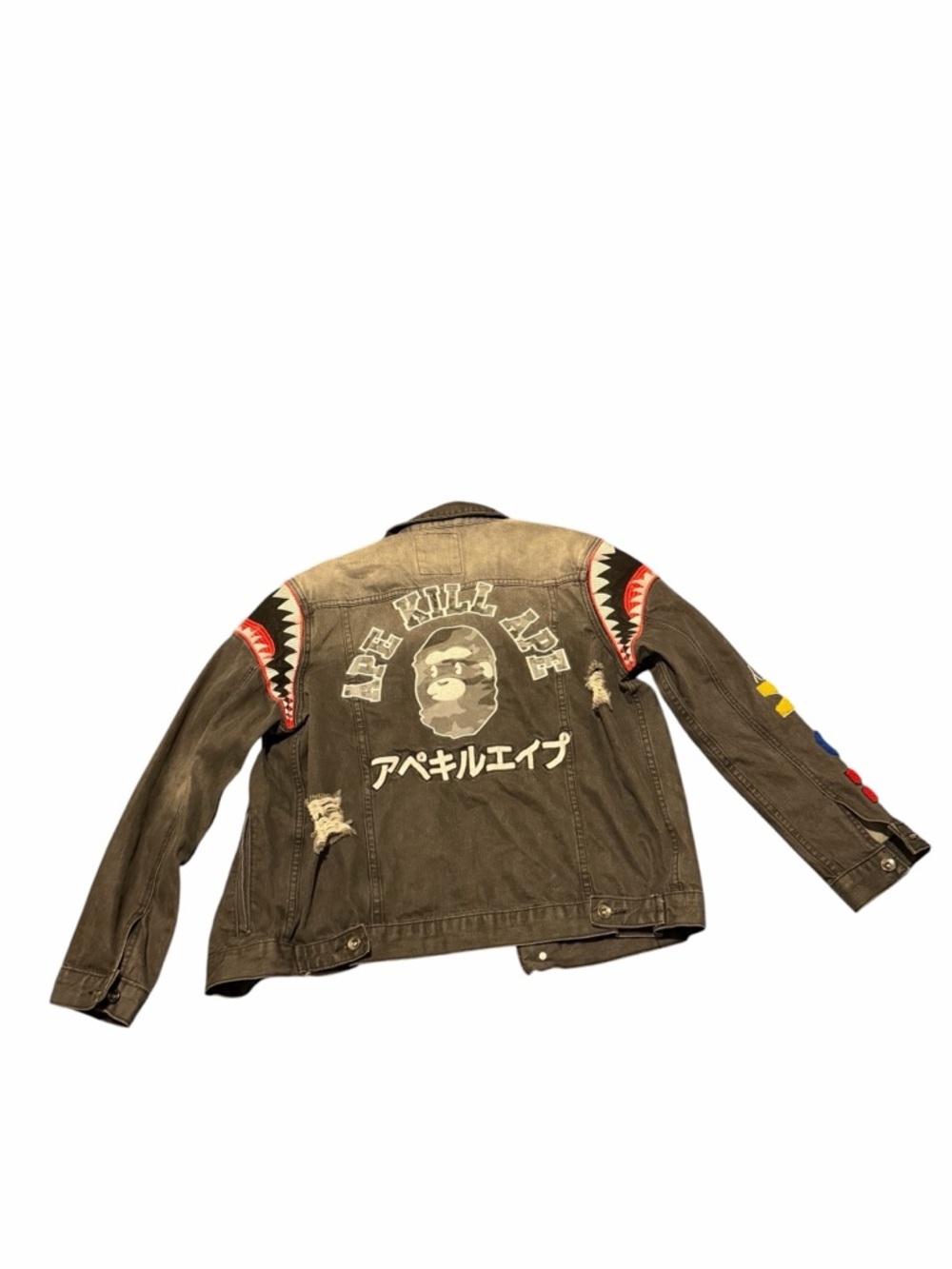 Hudson Jeans black men Denim Jacket with Shark Patch Accents, pre-owned, - Picture 11 of 13
